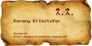 Koreny Krisztofer névjegykártya